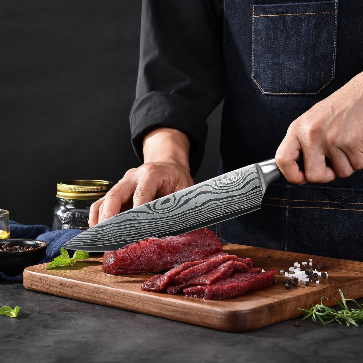 OSERM 8'' Japanese Chef Knife: Ultra-Sharp High Carbon Stainless Steel with Pakkawood Handle & Beautiful Gift Box