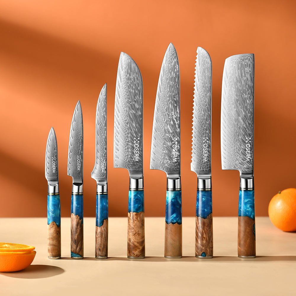 OSERM “Aokiri 青霧” Damascus Knife Set – 7 - Piece Premium Gift Box