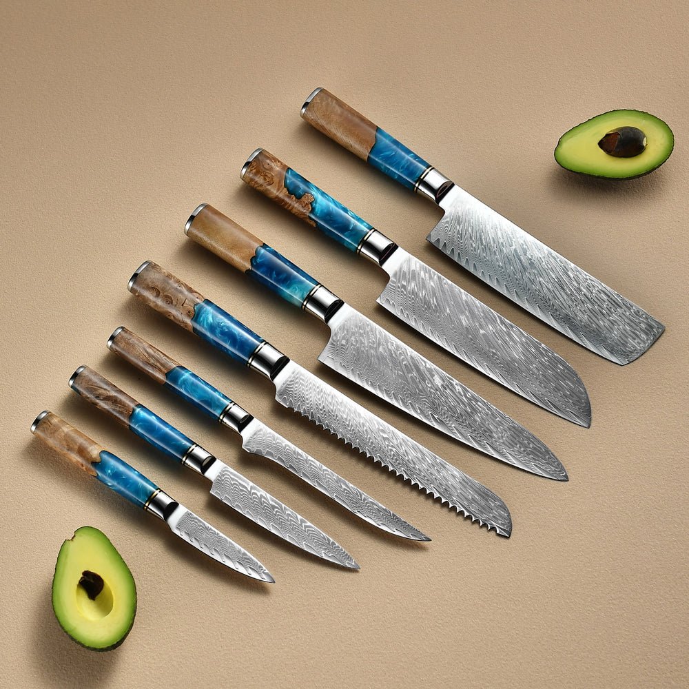 OSERM “Aokiri 青霧” Damascus Knife Set – 7 - Piece Premium Gift Box