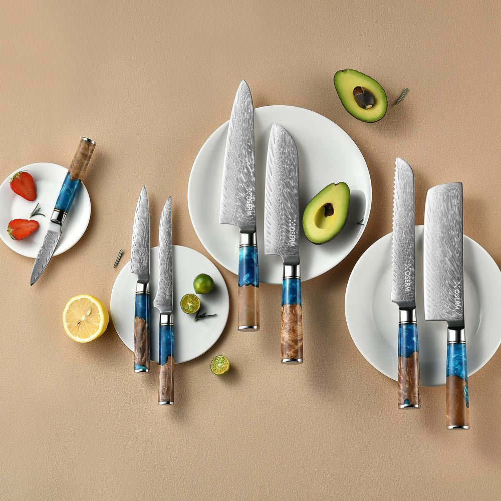 OSERM “Aokiri 青霧” Damascus Knife Set – 7 - Piece Premium Gift Box
