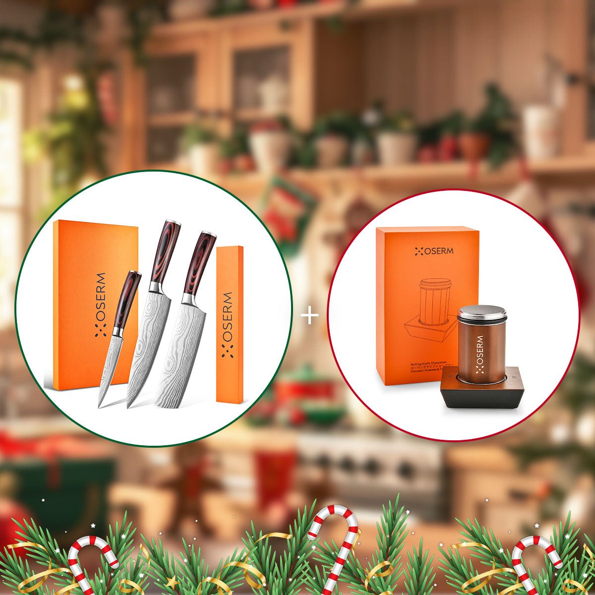 OSERM Kitchen Knife Set with Free 8'' Chef Knife