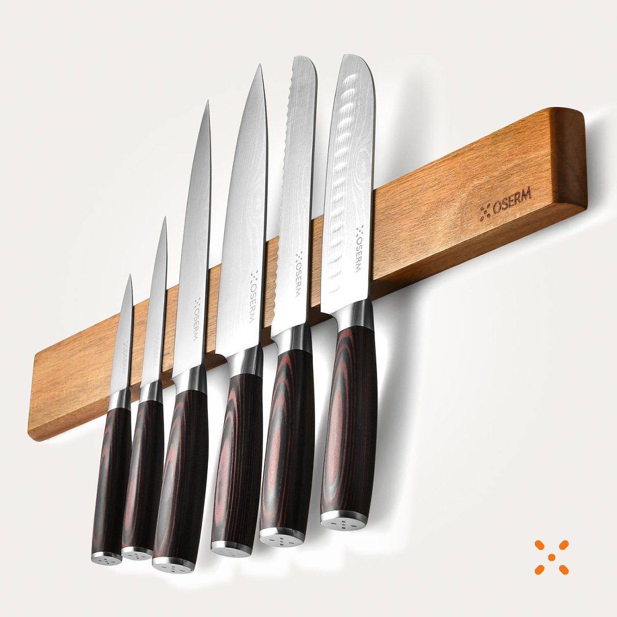 OSERM Premium Acacia Wood Magnetic Knife Strip β 19.7'' (50 cm) Wooden Wall - Mounted Holder