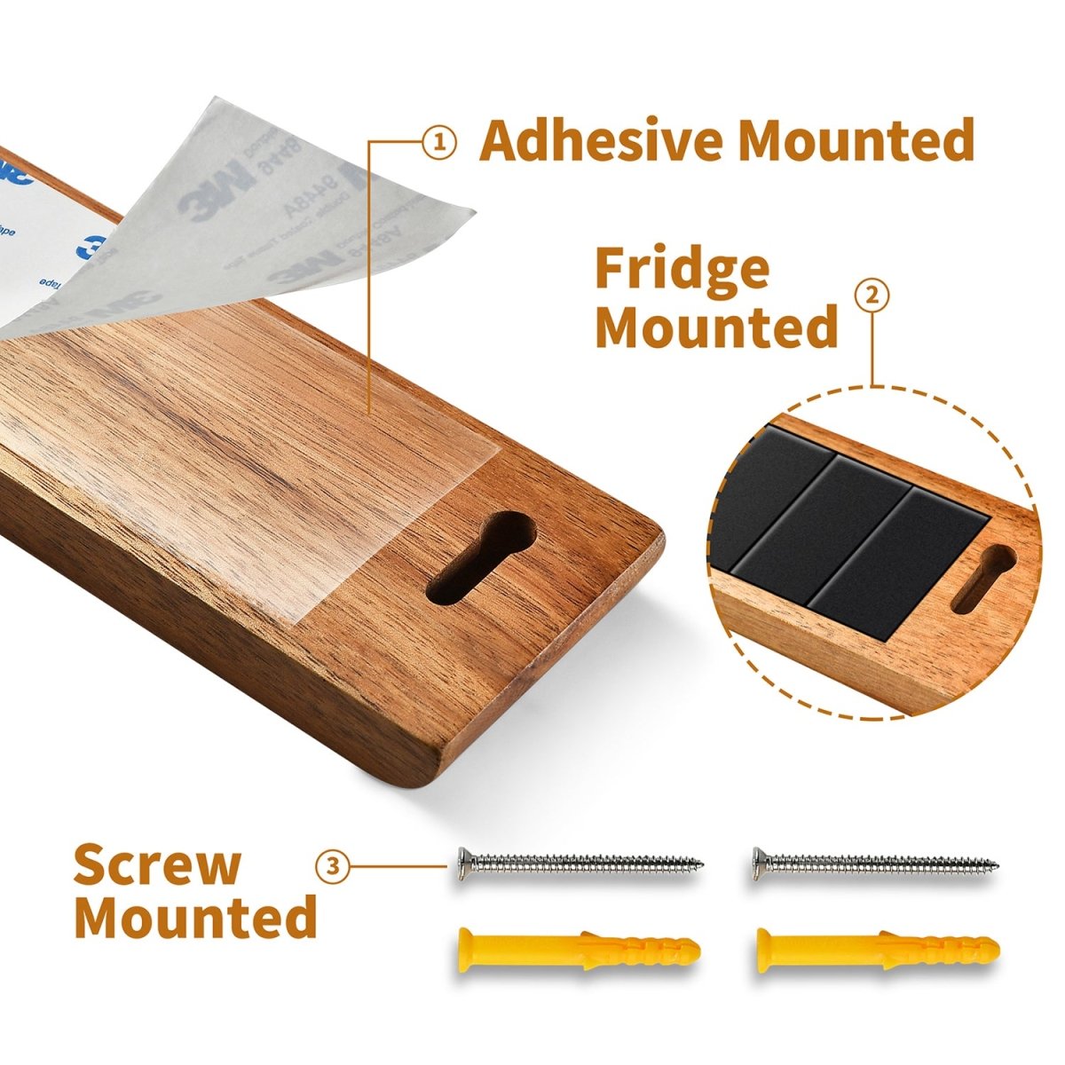 OSERM Premium Acacia Wood Magnetic Knife Strip β 19.7'' (50 cm) Wooden Wall - Mounted Holder