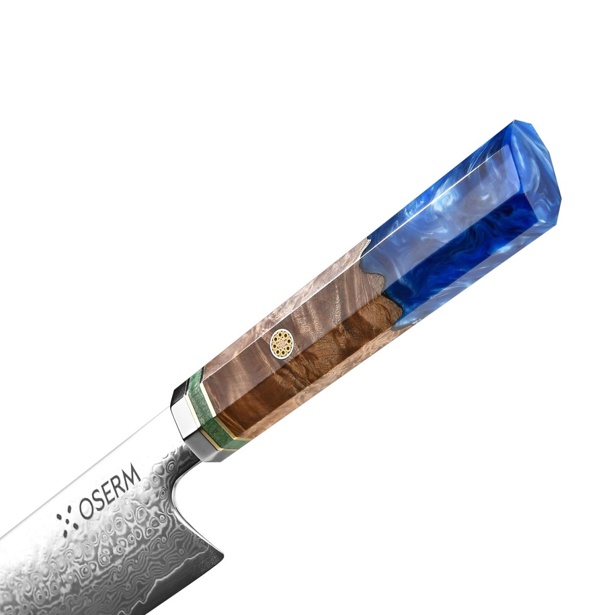 OSERM “Reika 霊霞” Japanese Damascus Kiritsuke Chef Knife with Blue Handle – Gift - Ready in Premium Box