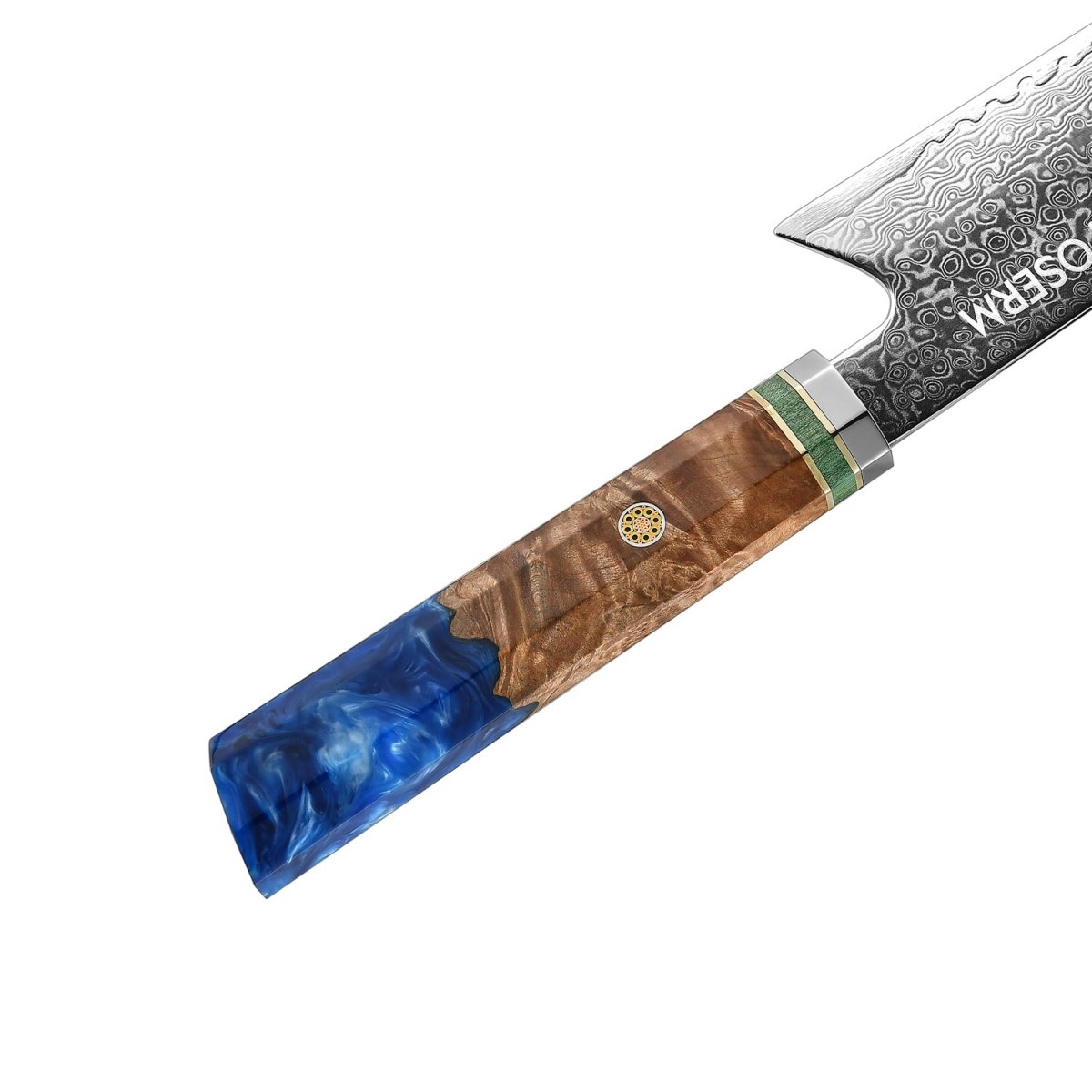 OSERM “Reika 霊霞” Japanese Damascus Kiritsuke Chef Knife with Blue Handle – Gift - Ready in Premium Box