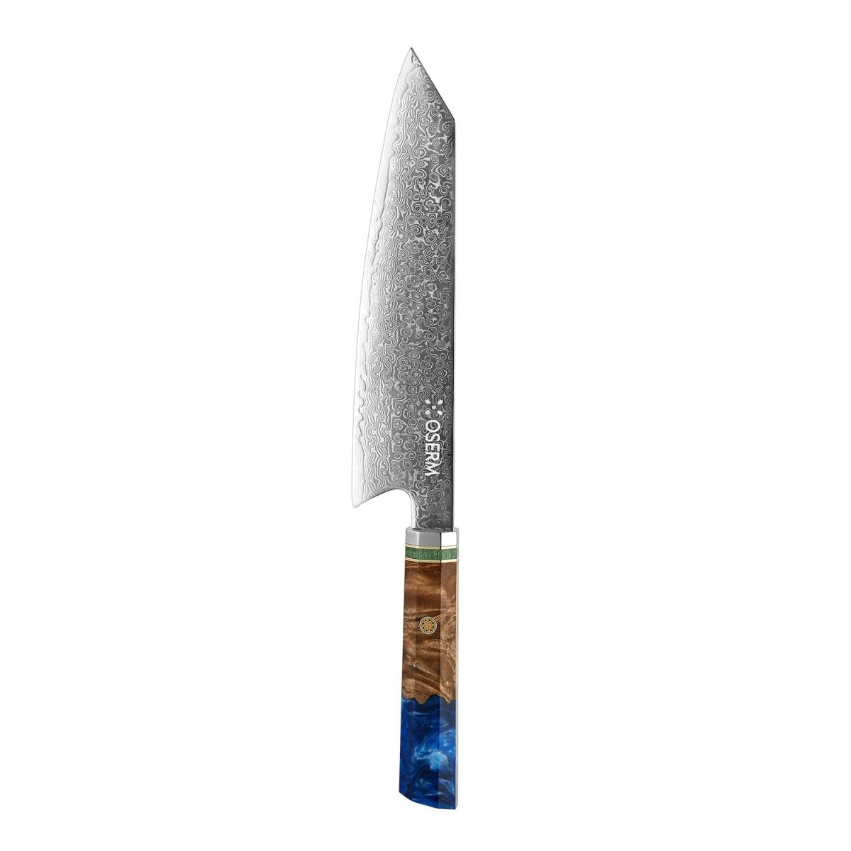 OSERM “Reika 霊霞” Japanese Damascus Kiritsuke Chef Knife with Blue Handle – Gift - Ready in Premium Box