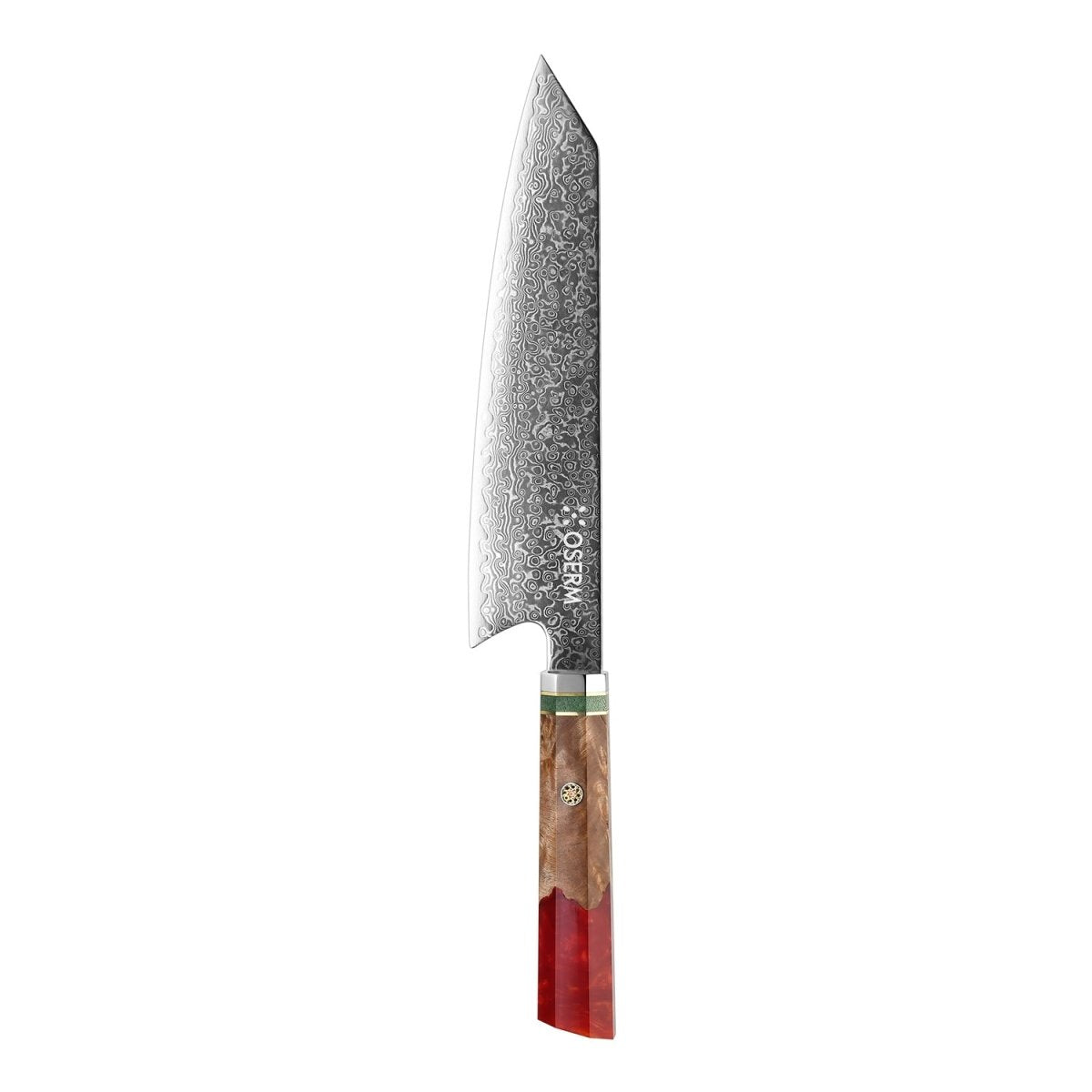 OSERM “Reika 霊霞” Japanese Damascus Kiritsuke Chef Knife with Red Handle – Gift - Ready in Premium Box