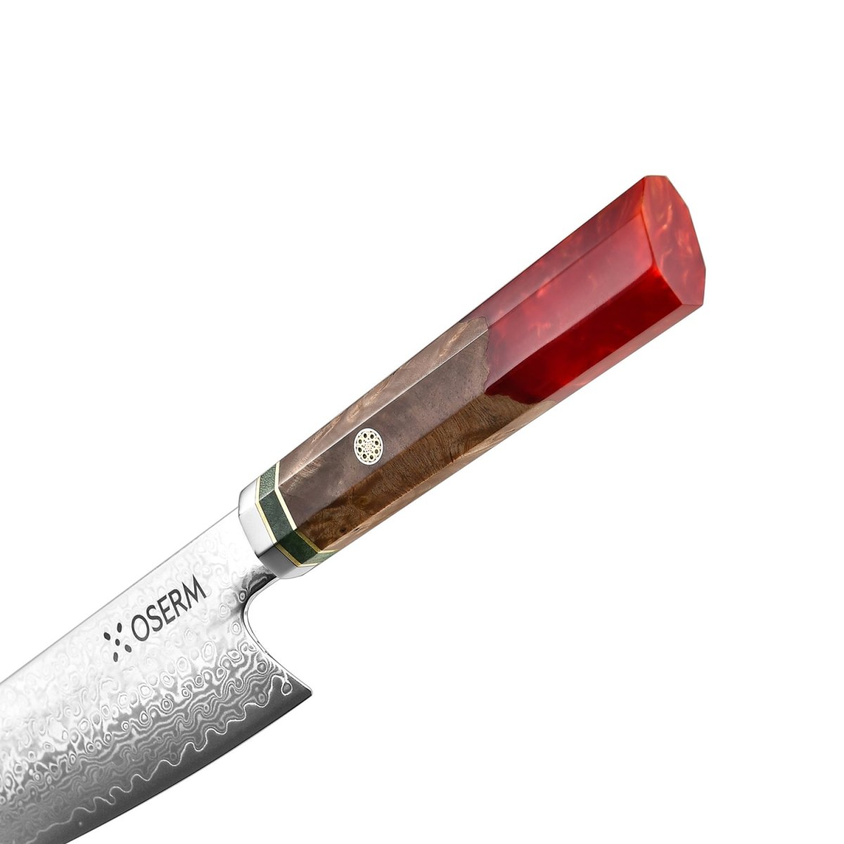 OSERM “Reika 霊霞” Japanese Damascus Kiritsuke Chef Knife with Red Handle – Gift - Ready in Premium Box
