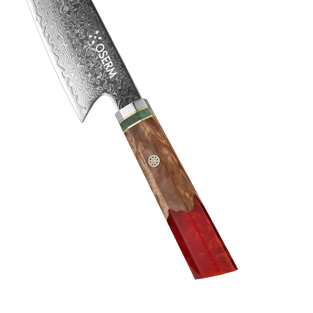 OSERM “Reika 霊霞” Japanese Damascus Kiritsuke Chef Knife with Red Handle – Gift - Ready in Premium Box