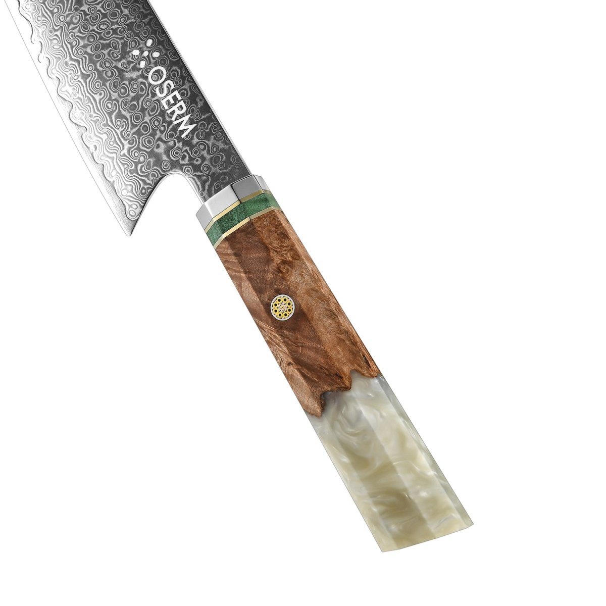 OSERM “Reika 霊霞” Japanese Damascus Kiritsuke Chef Knife with White Handle – Gift - Ready in Premium Box