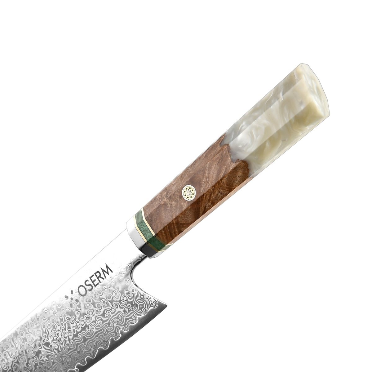 OSERM “Reika 霊霞” Japanese Damascus Kiritsuke Chef Knife with White Handle – Gift - Ready in Premium Box