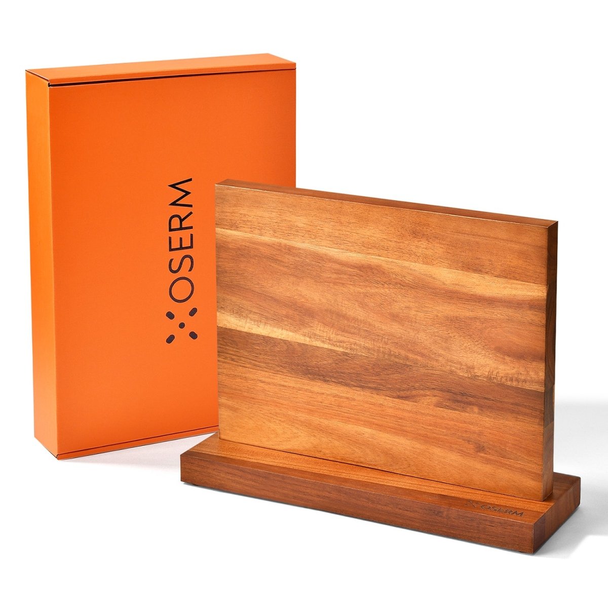 OSERM Premium Acacia WoodMagnetic Knife Block – Dual - Sided Wooden Knife Holder for up to 14 Knives